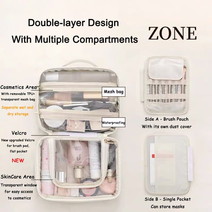 GlamiZen - Multi-compartment cosmetic bag for stylish organization