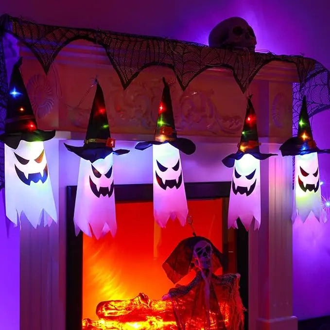 Spookachtige Geestenhoed LED Lantaarn Sfeerverlichting Set