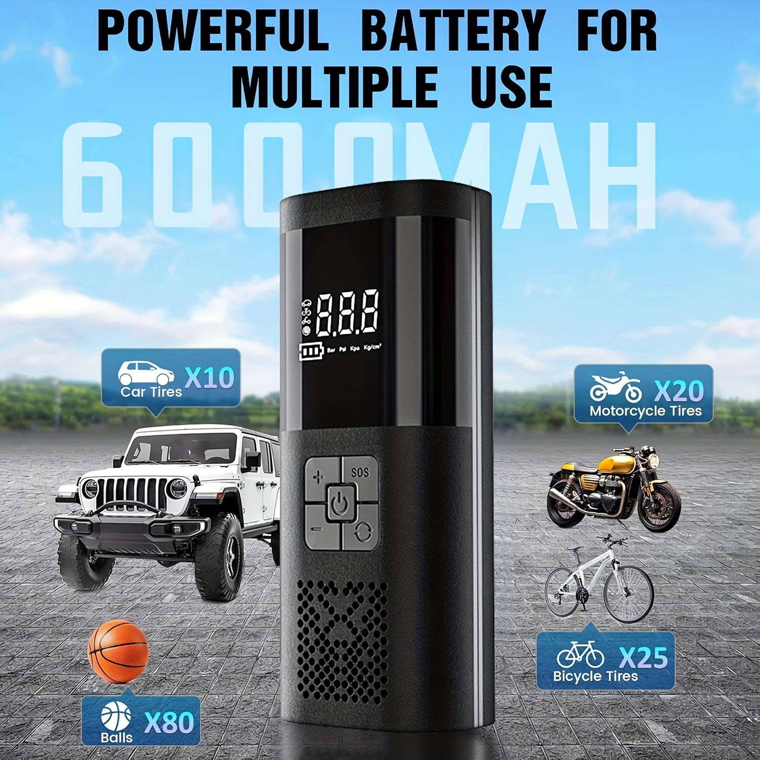 AirForce - Portable compressor for car, bicycle &amp; ball