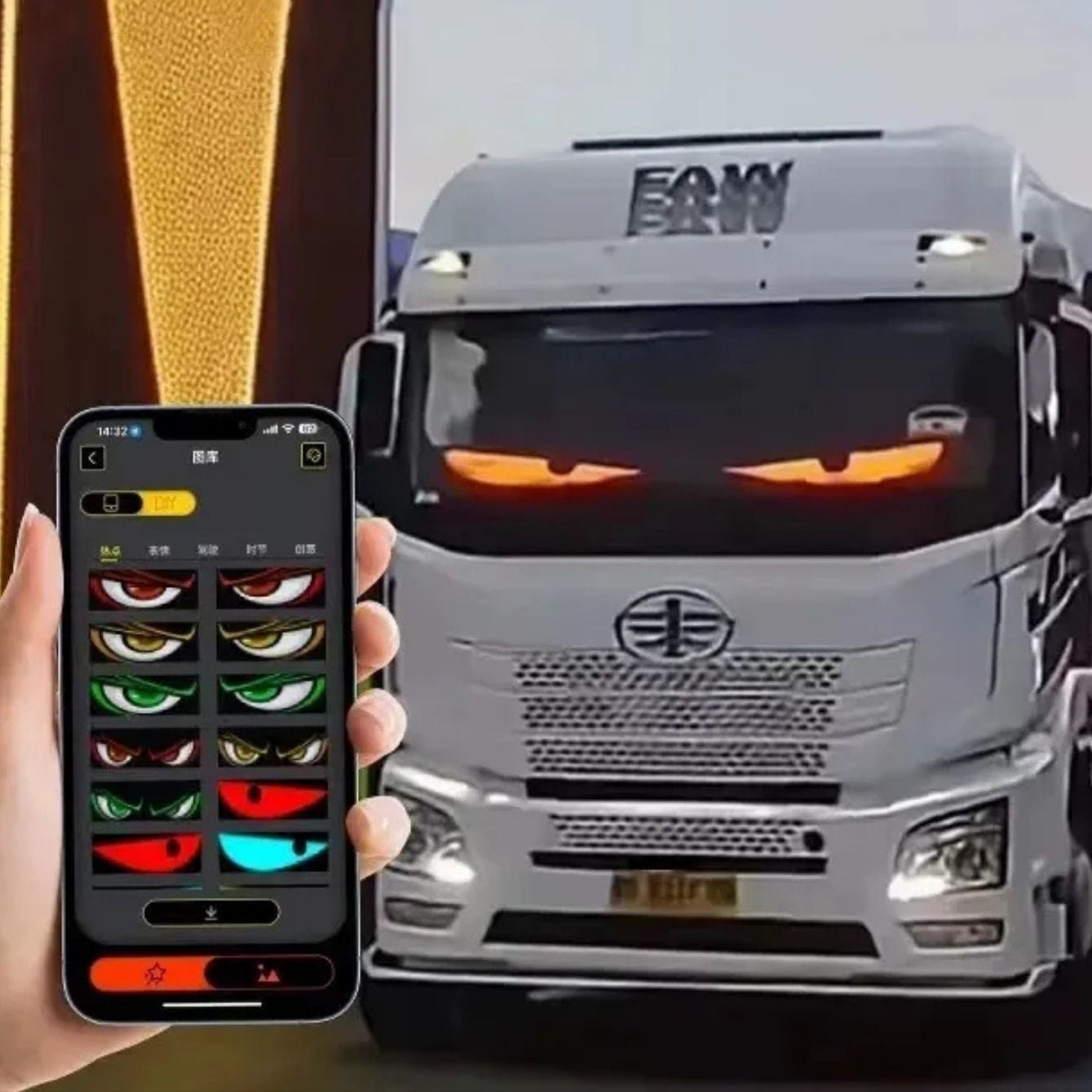 Aanpasbaar LED-autoscherm met duivelse ogen ontwerp