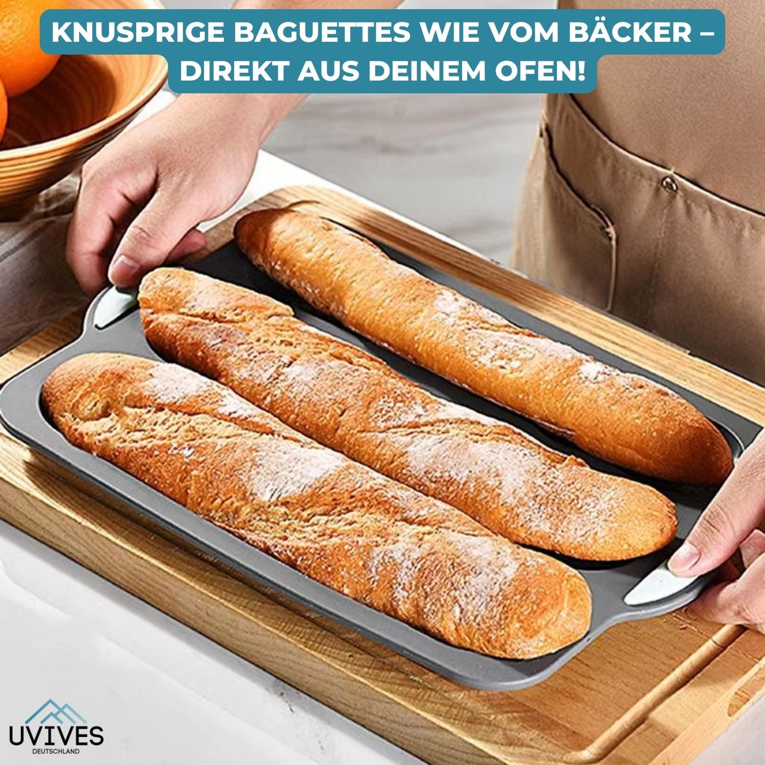 CrustyBake - Silicone Baguette Baking Pan with Non-Stick Coating