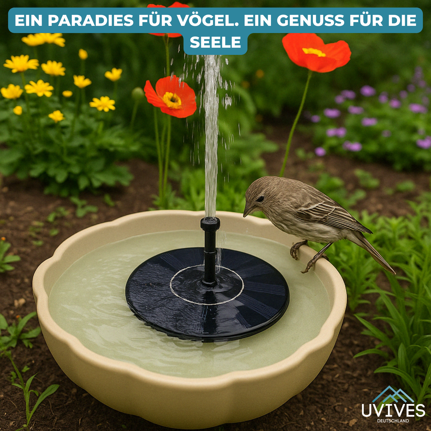 AquaBloom™ - Solar-powered fountain for tranquility and elegance in the garden