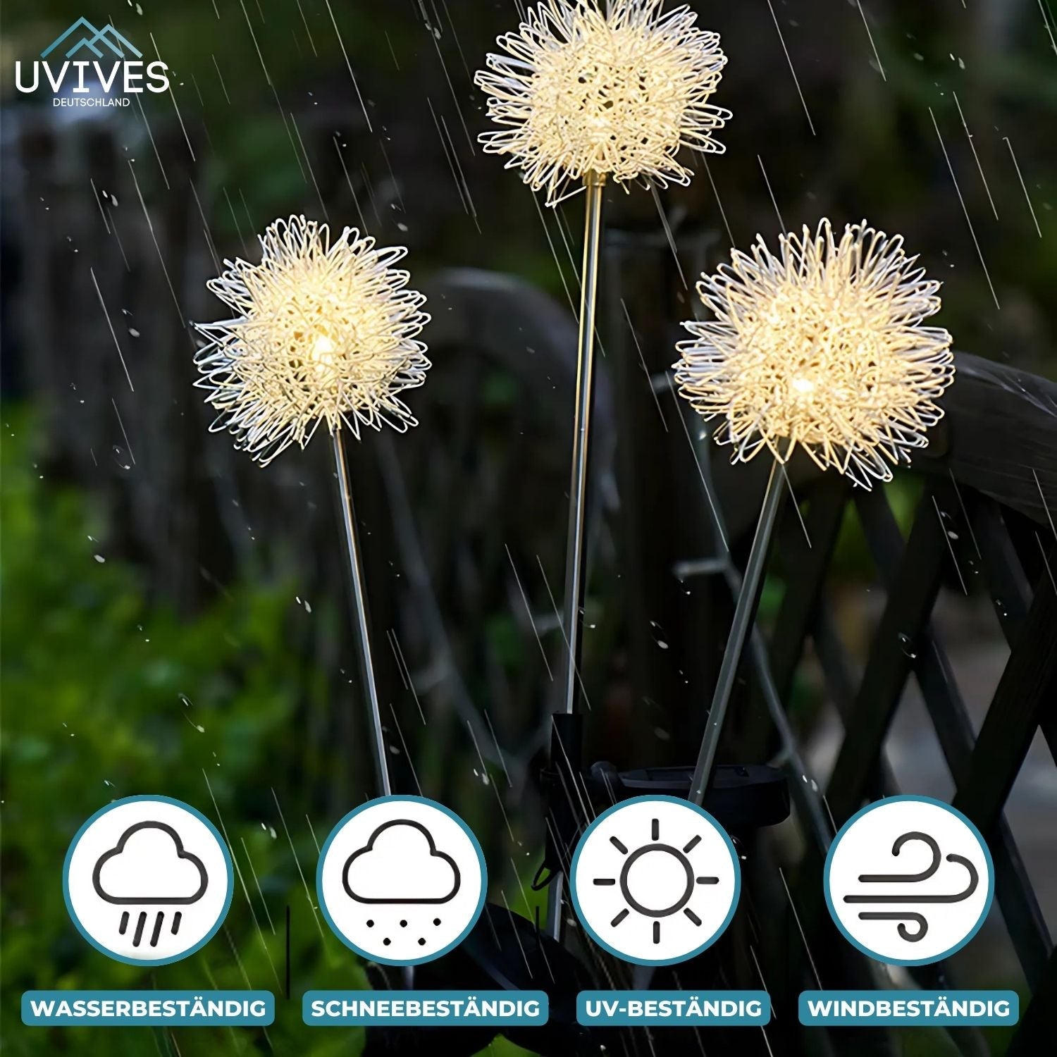 DandeLight™ - Waterproof solar garden light in dandelion pattern