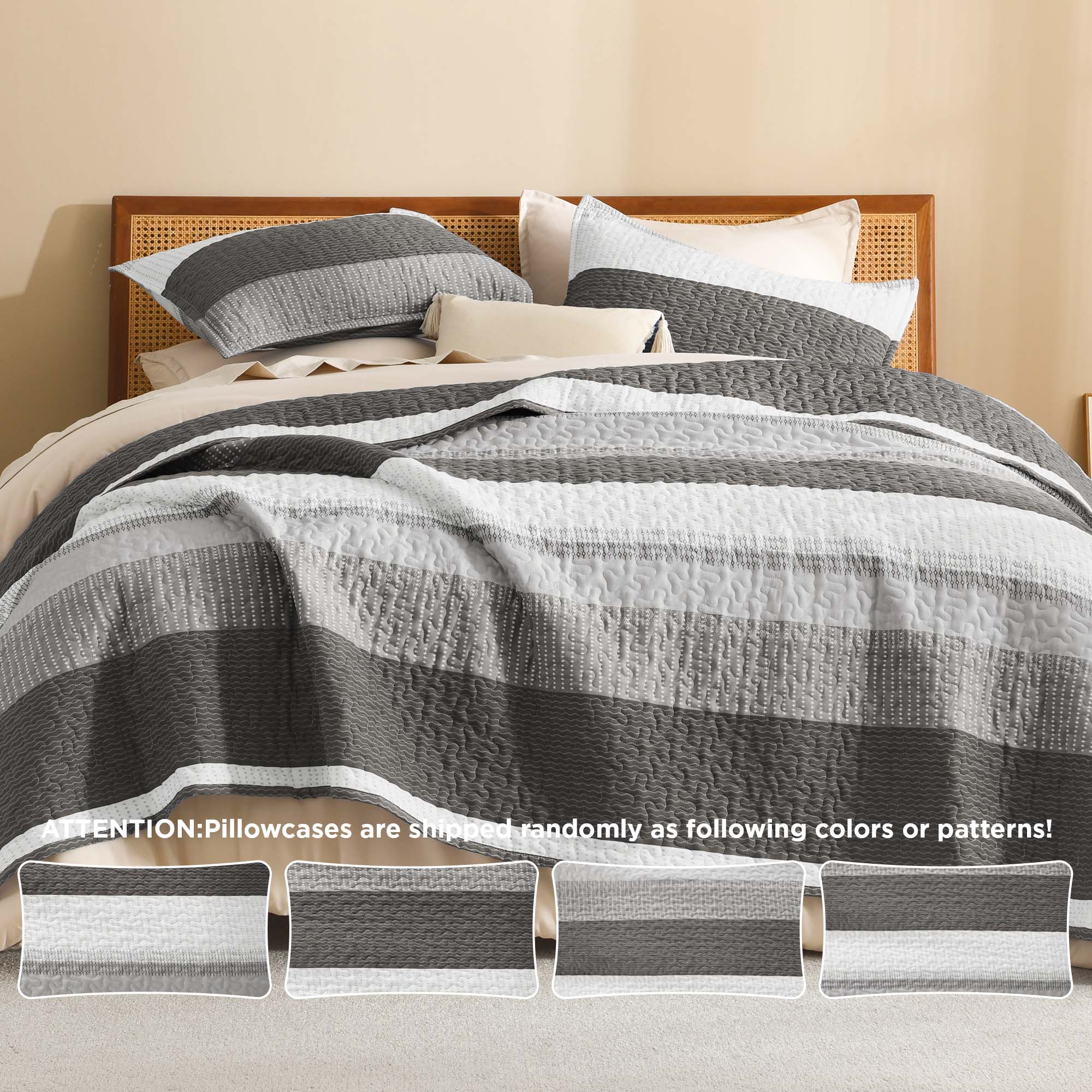 Gestreept Comfortdekbed Set met Zachte Wolkachtige Textuur