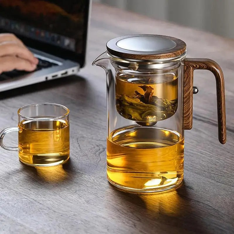 Elegante hittebestendige glazen theepot voor losse thee zetten