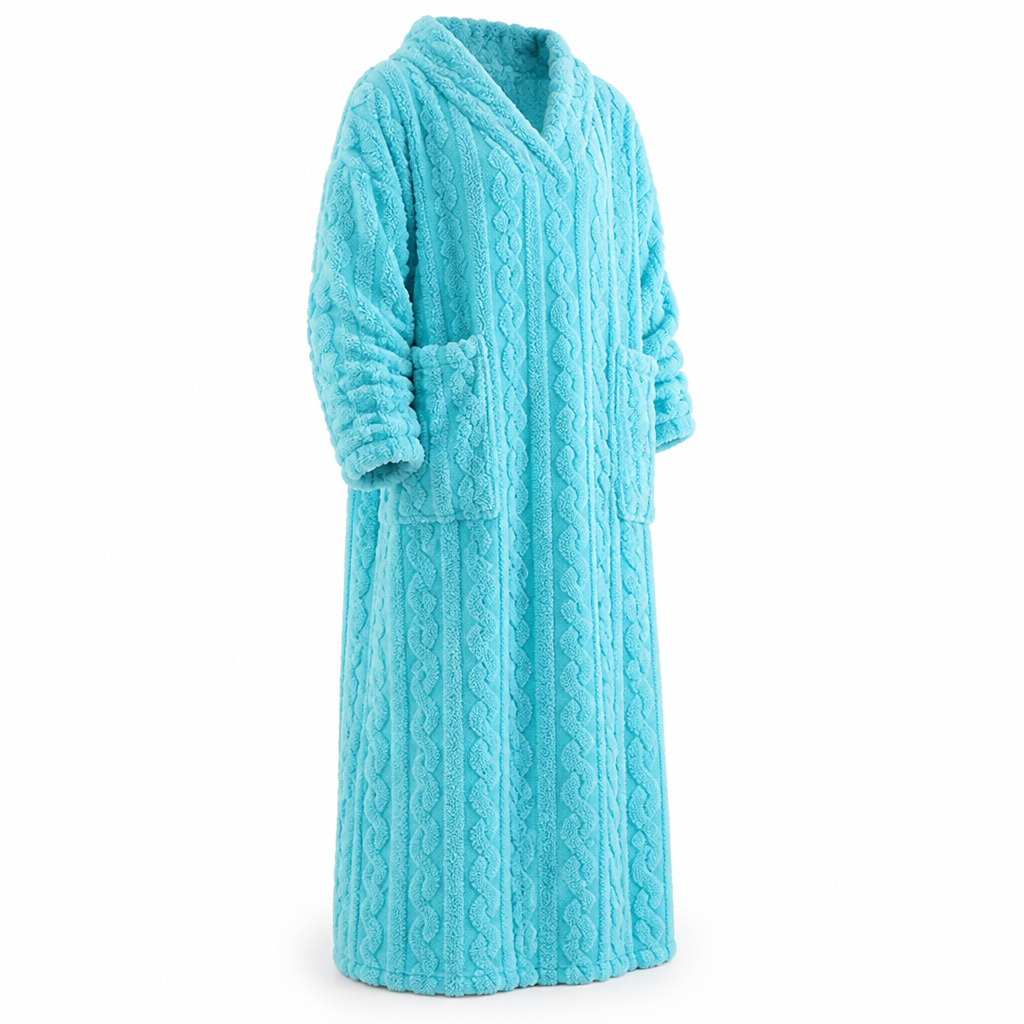 Dames fleecejurk | Zachte fleece | Lange pasvorm met voorzakken | Thuiscomfort