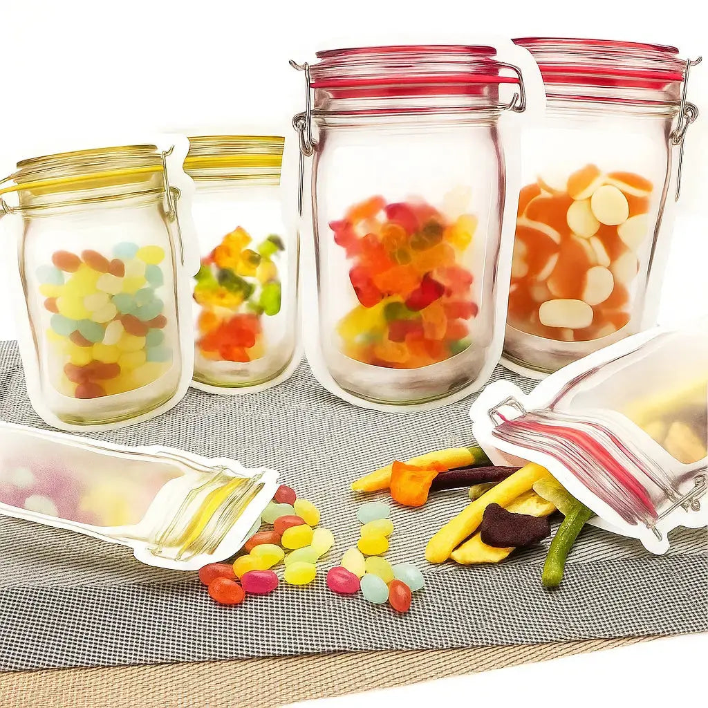 Herbruikbare Mason Jar Stijl Ziplock Zakjes Lekvrije Opbergzakjes