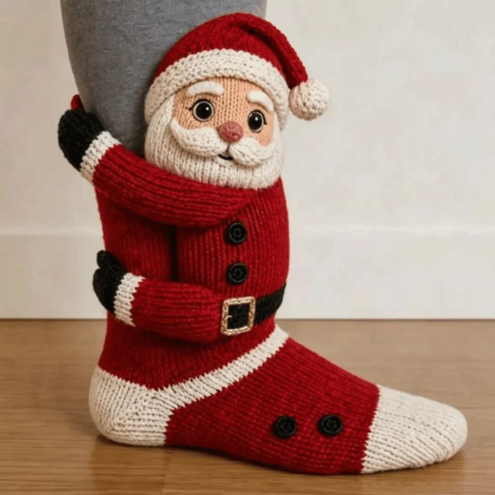 Warme kerstsokken | 3D-figuren | Gebreide stof