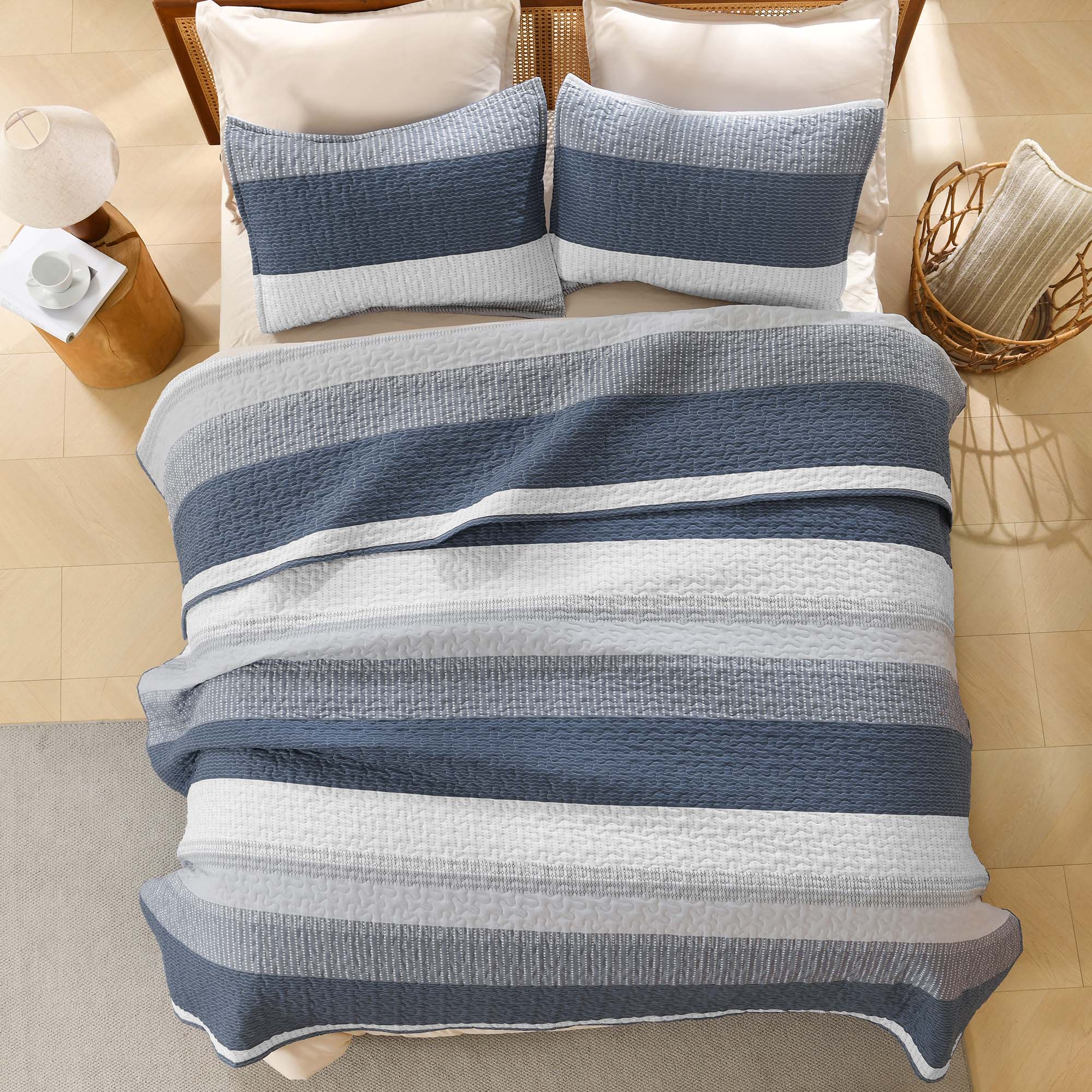 Gestreept Comfortdekbed Set met Zachte Wolkachtige Textuur