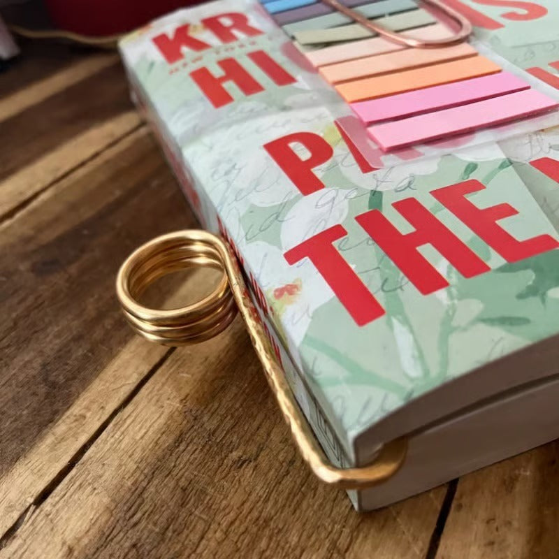Strakke minimalistische metalen ring leeswijzer voor boekenliefhebbers