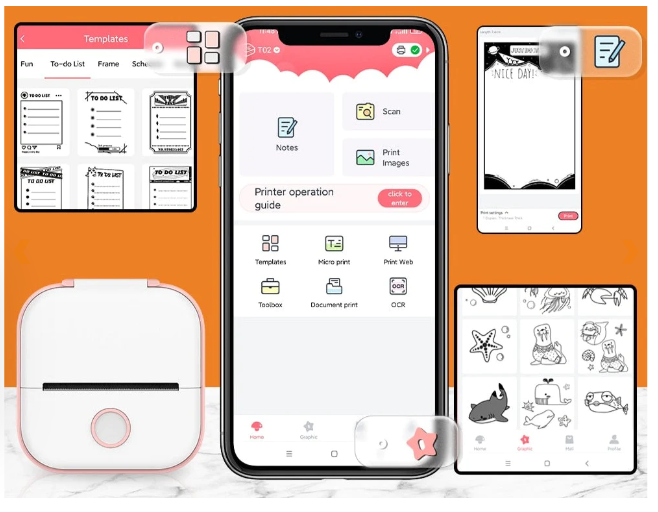 Draagbare Draadloze Mini Fotoprinter met Gratis Papier