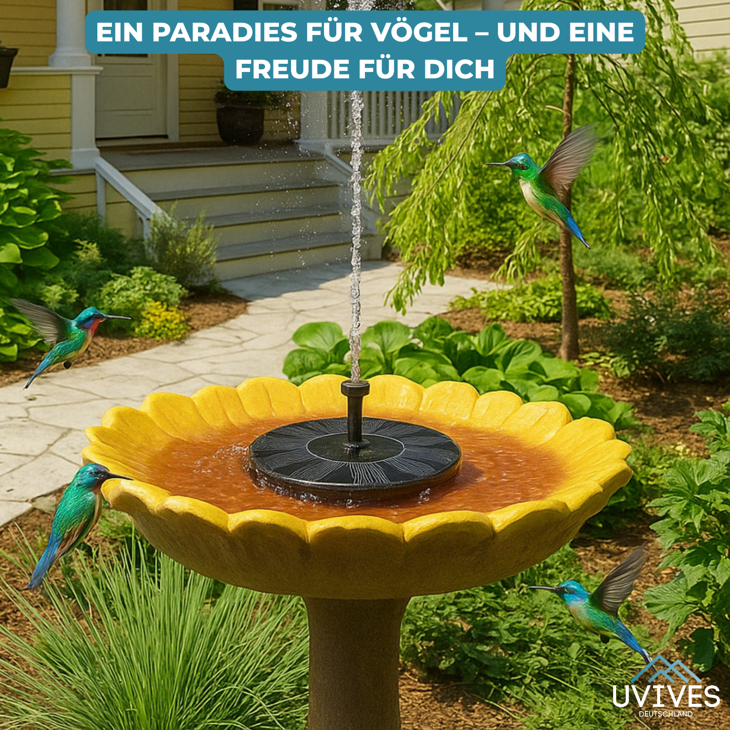 AquaBloom™ - Solar-powered fountain for tranquility and elegance in the garden