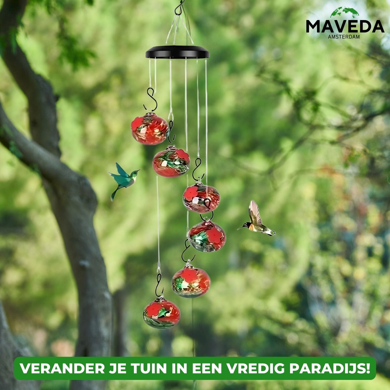 NectarBells™ - Charming Wind Chime Hummingbird Feeder