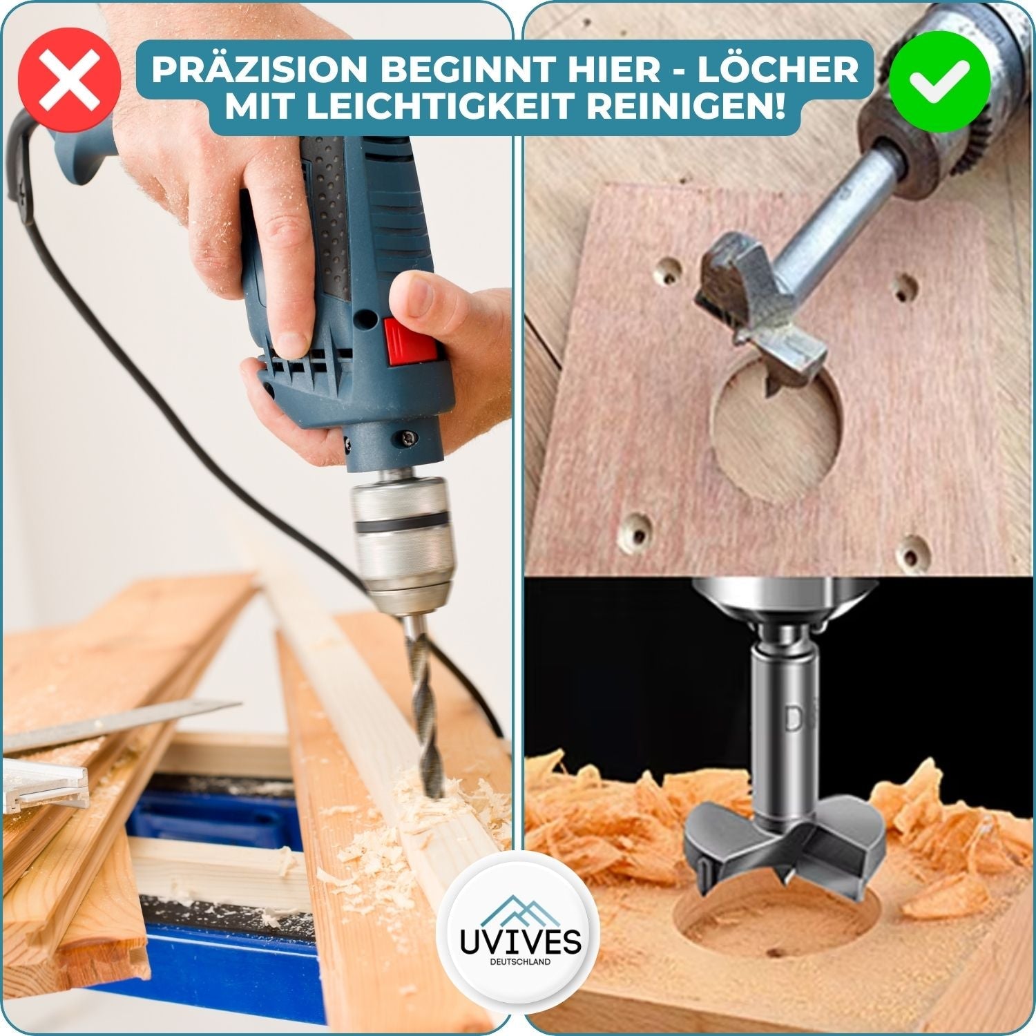 2+3 FREE | BitMaster™ - Forstner Woodworking Bit Set