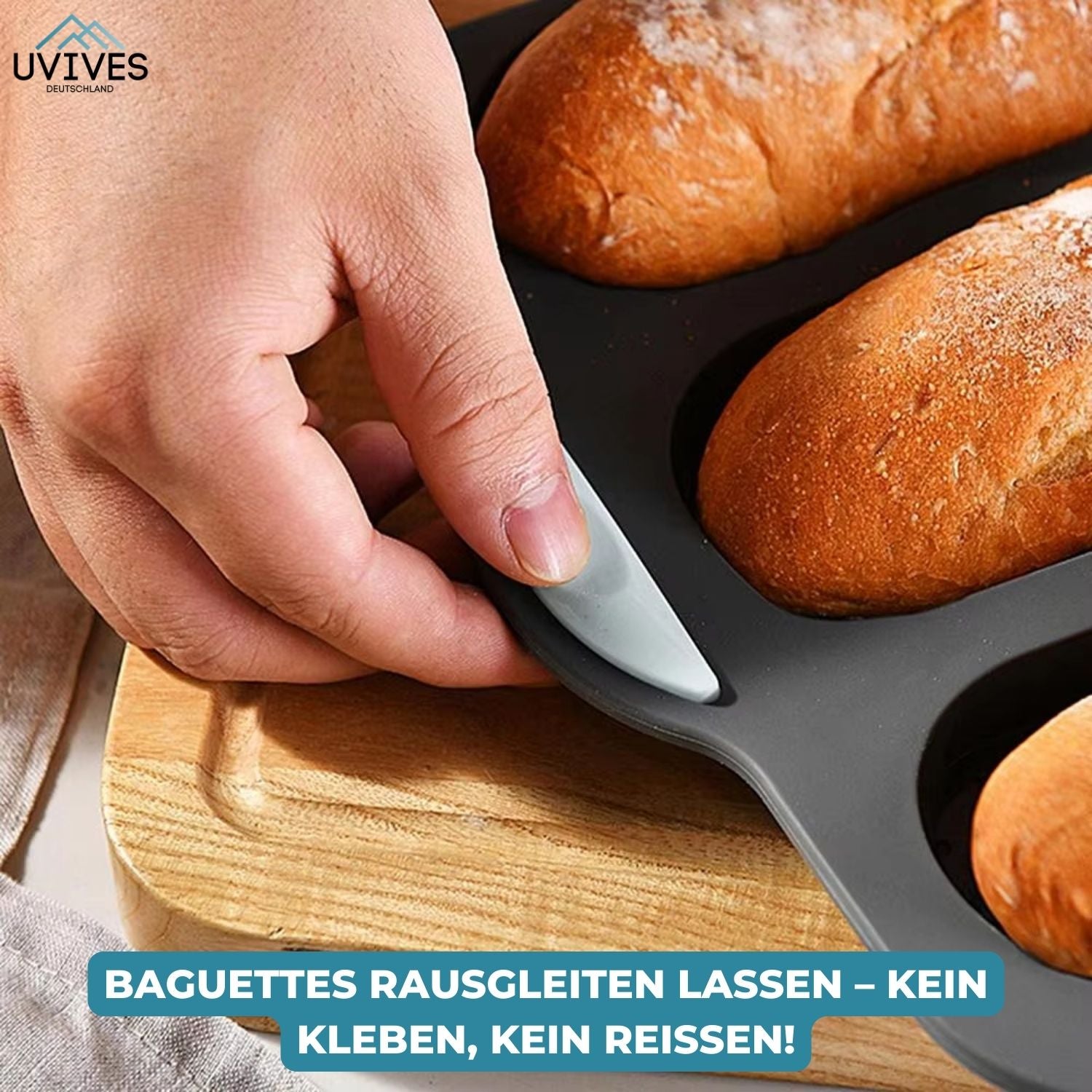 CrustyBake - Silicone Baguette Baking Pan with Non-Stick Coating