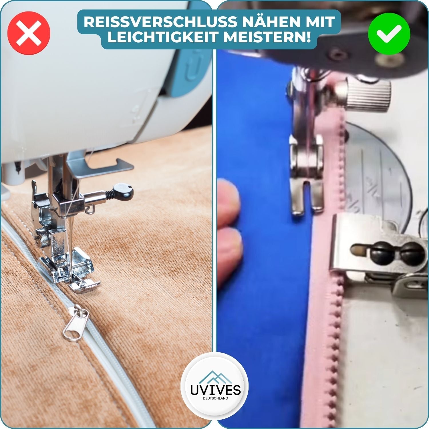 ZipFix™ - zipper foot for positioning the stitch line