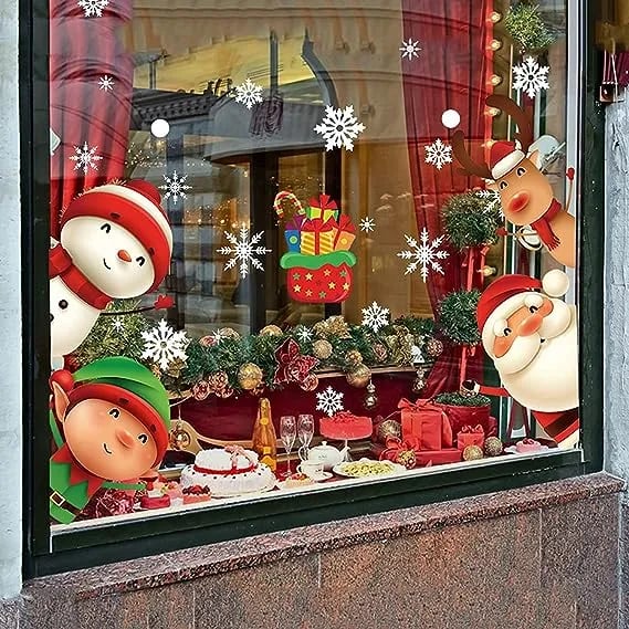 Feestelijke dubbelzijdige kerststickers voor op het raam