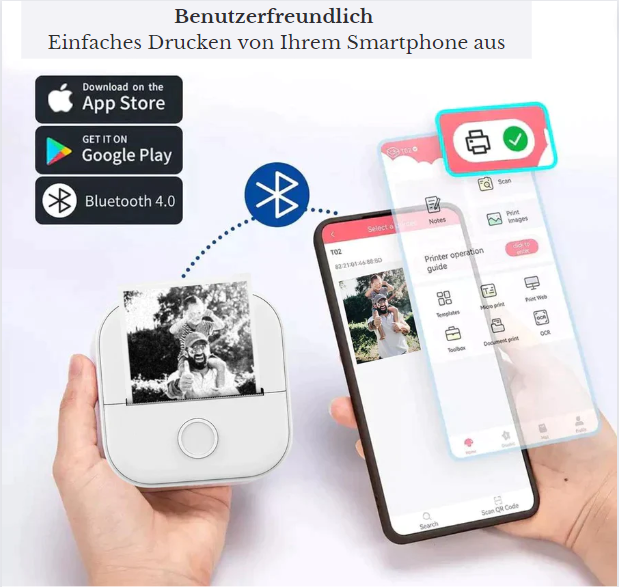 Draagbare Draadloze Mini Fotoprinter met Gratis Papier