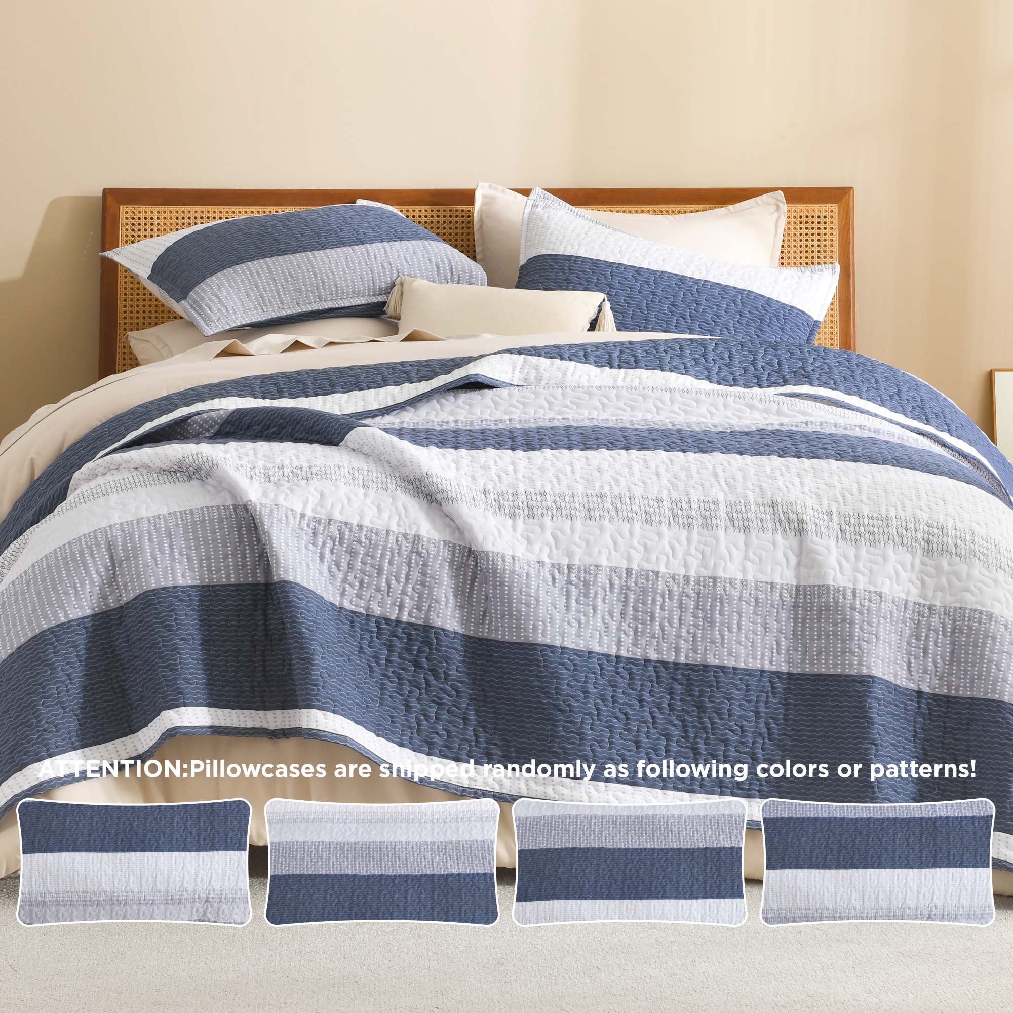 Gestreept Comfortdekbed Set met Zachte Wolkachtige Textuur