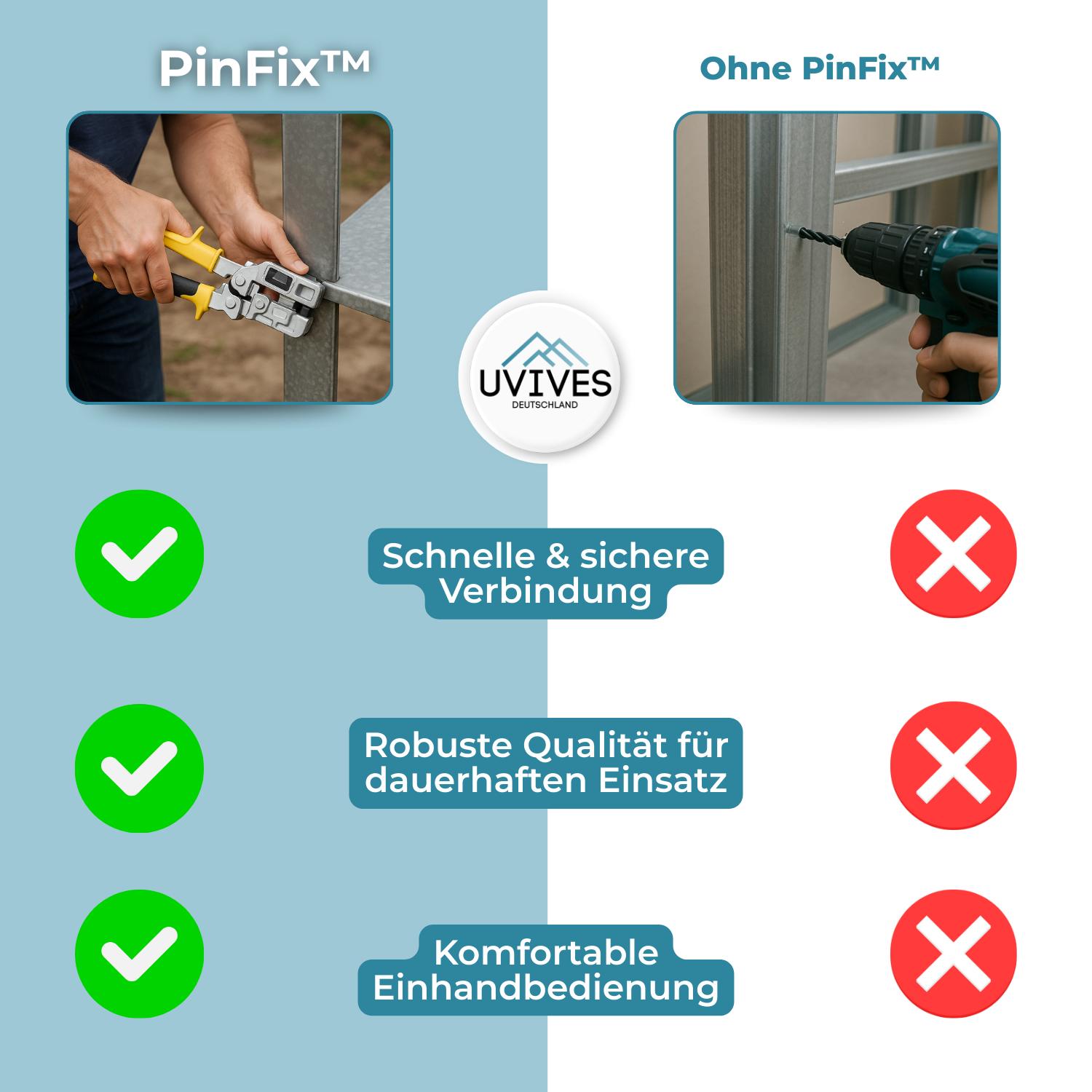PinFix™ - Strong connections without screws in seconds (incl. 100 pins)