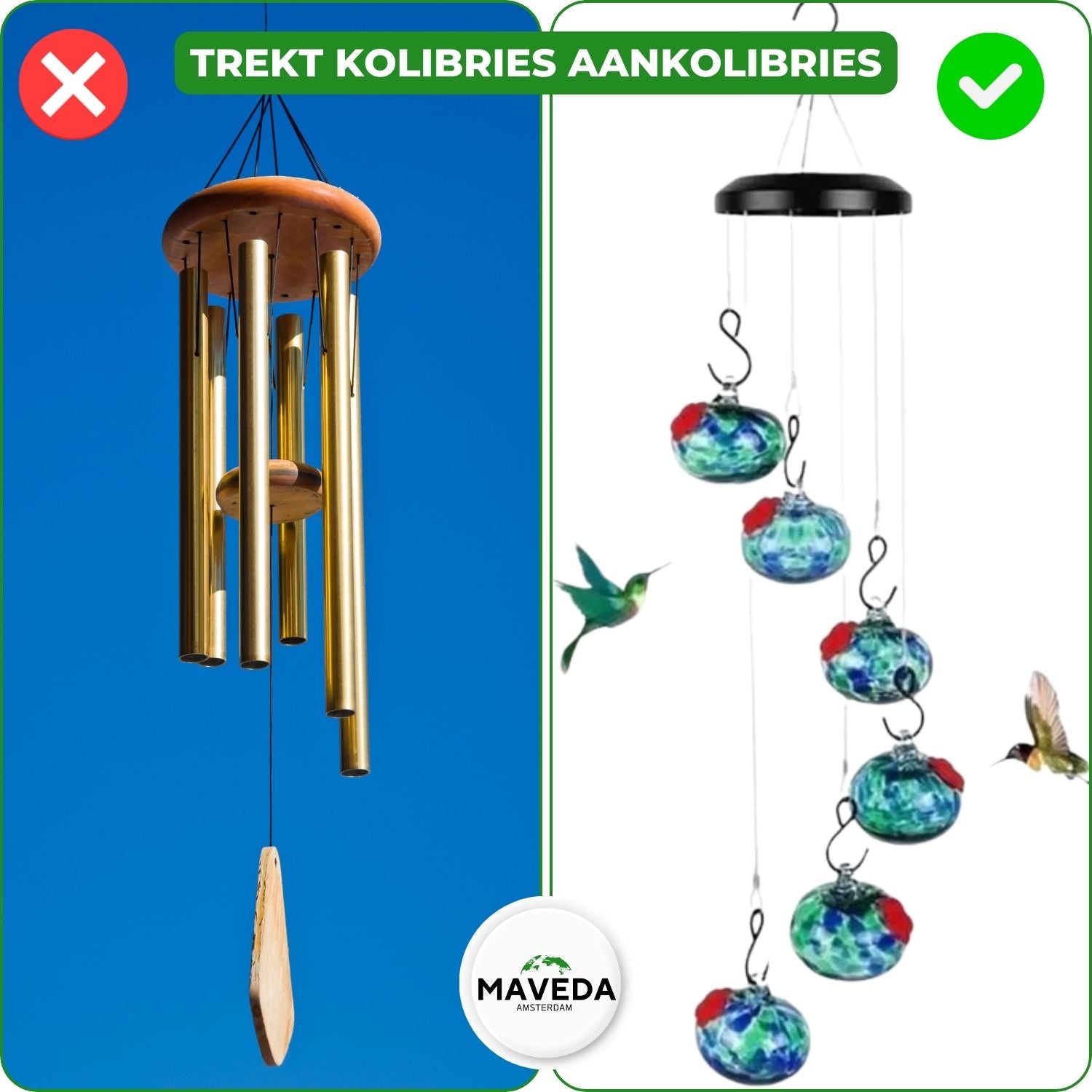 NectarBells™ - Charming Wind Chime Hummingbird Feeder