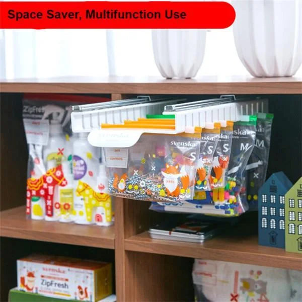 FridgeSlide - Organizer for zippered pockets in the refrigerator
