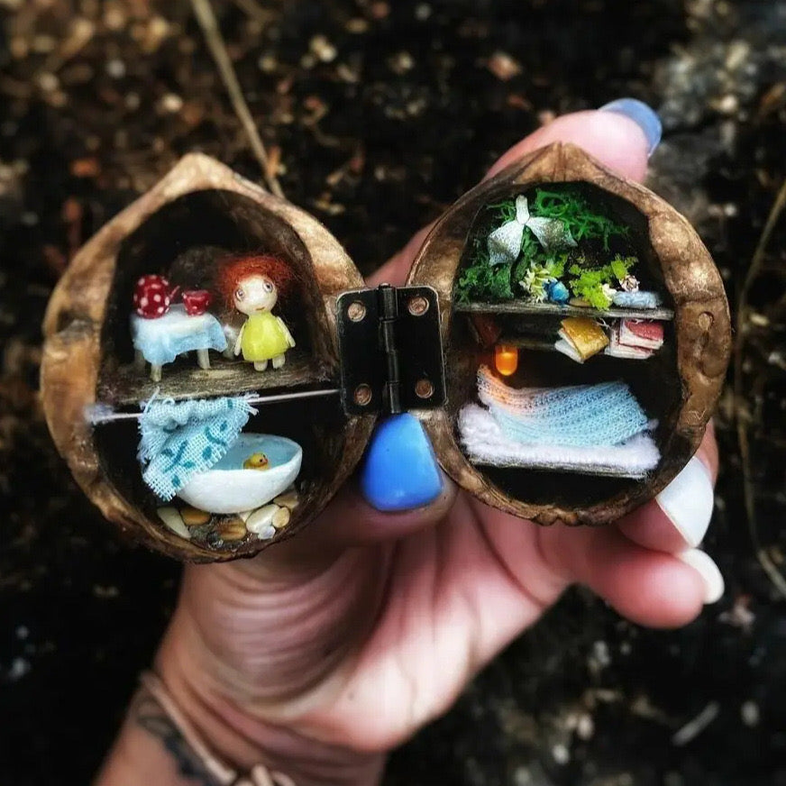 50% OFF | BirchBloom - Handmade Walnut Shell Dollhouse [Last Day Sale]