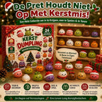 Detail van een knijpbare dumpling uit de adventskalender