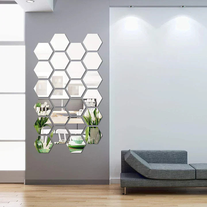 HexaGleam - Modern hexagonal mirror wall tiles [Last day sale]