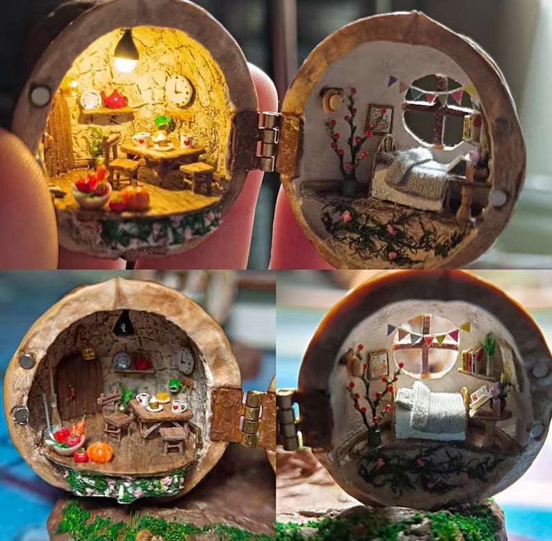 50% OFF | BirchBloom - Handmade Walnut Shell Dollhouse [Last Day Sale]