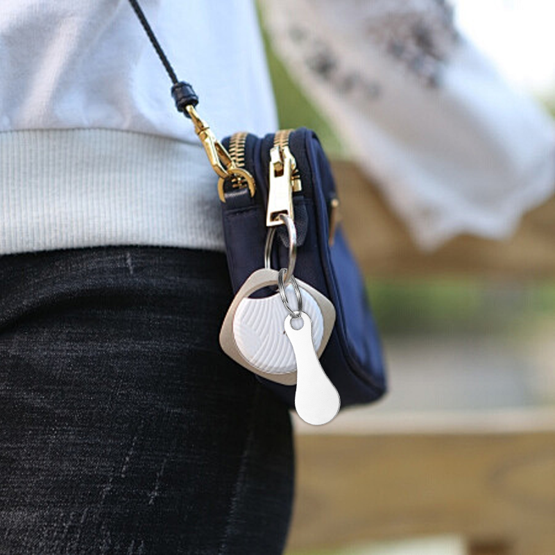 Minimalistische roestvrijstalen winkelmunt sleutelhanger set