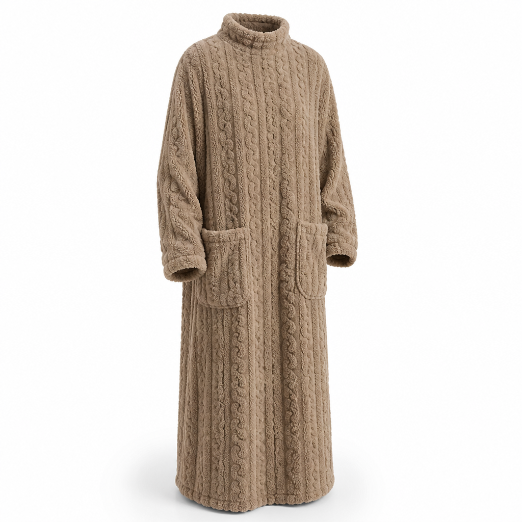 Dames fleecejurk | Zachte fleece | Lange pasvorm met voorzakken | Thuiscomfort