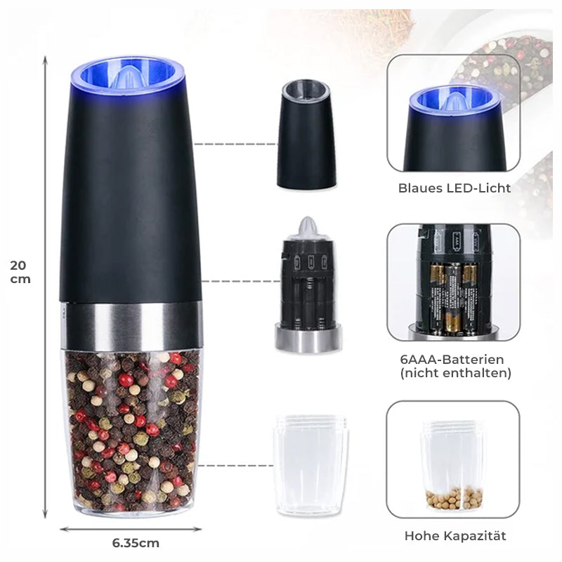 FlavorMagic - Automatic Electric Gravity-Induction Salt and Pepper Mill