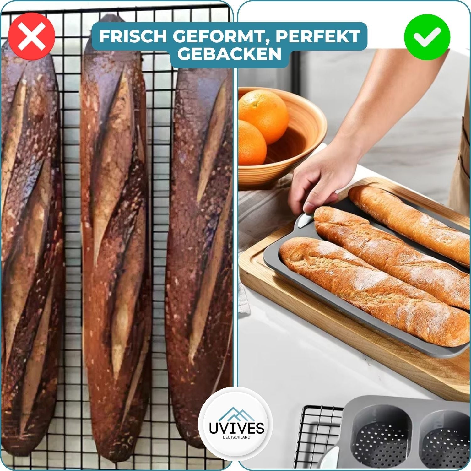 CrustyBake - Silicone Baguette Baking Pan with Non-Stick Coating
