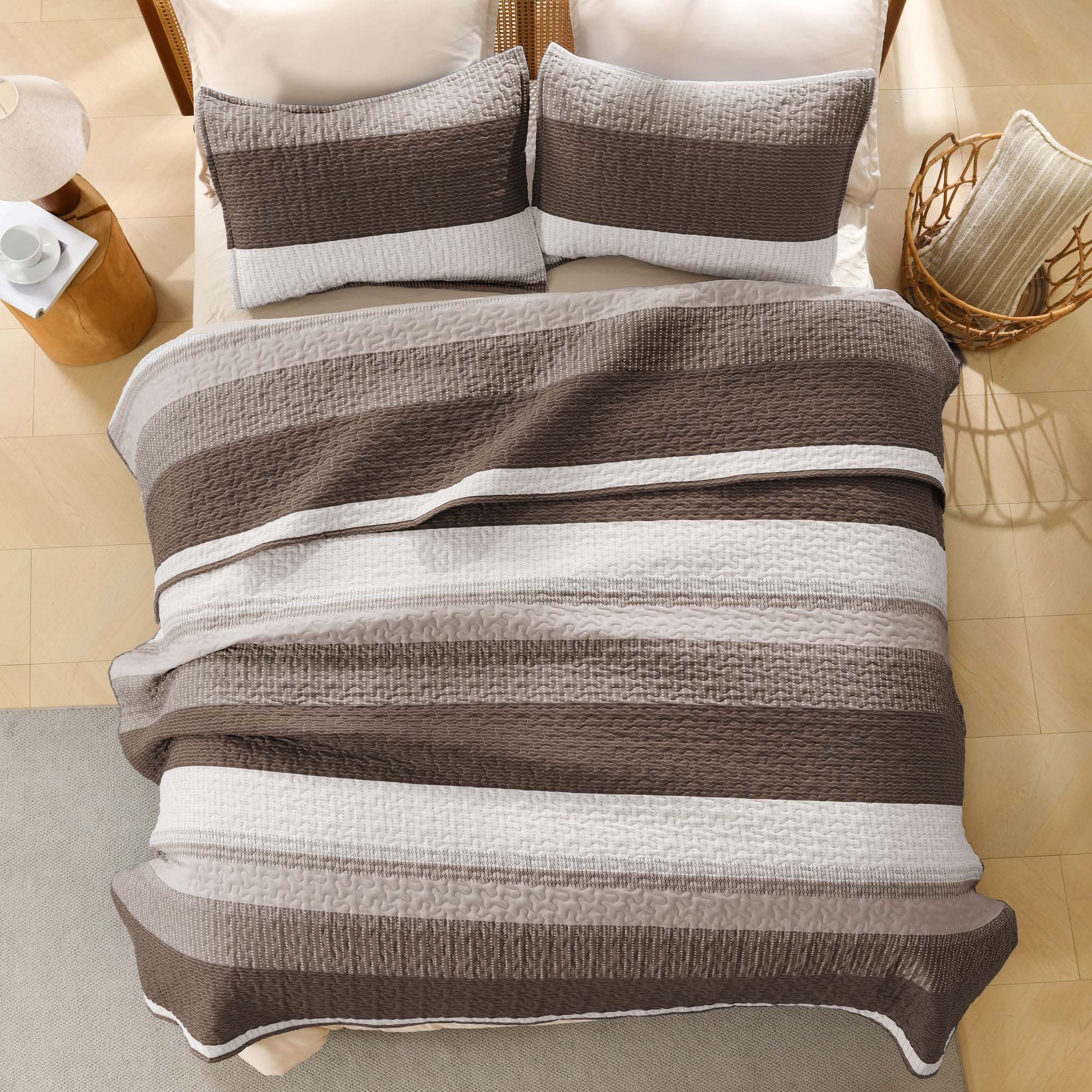 Gestreept Comfortdekbed Set met Zachte Wolkachtige Textuur