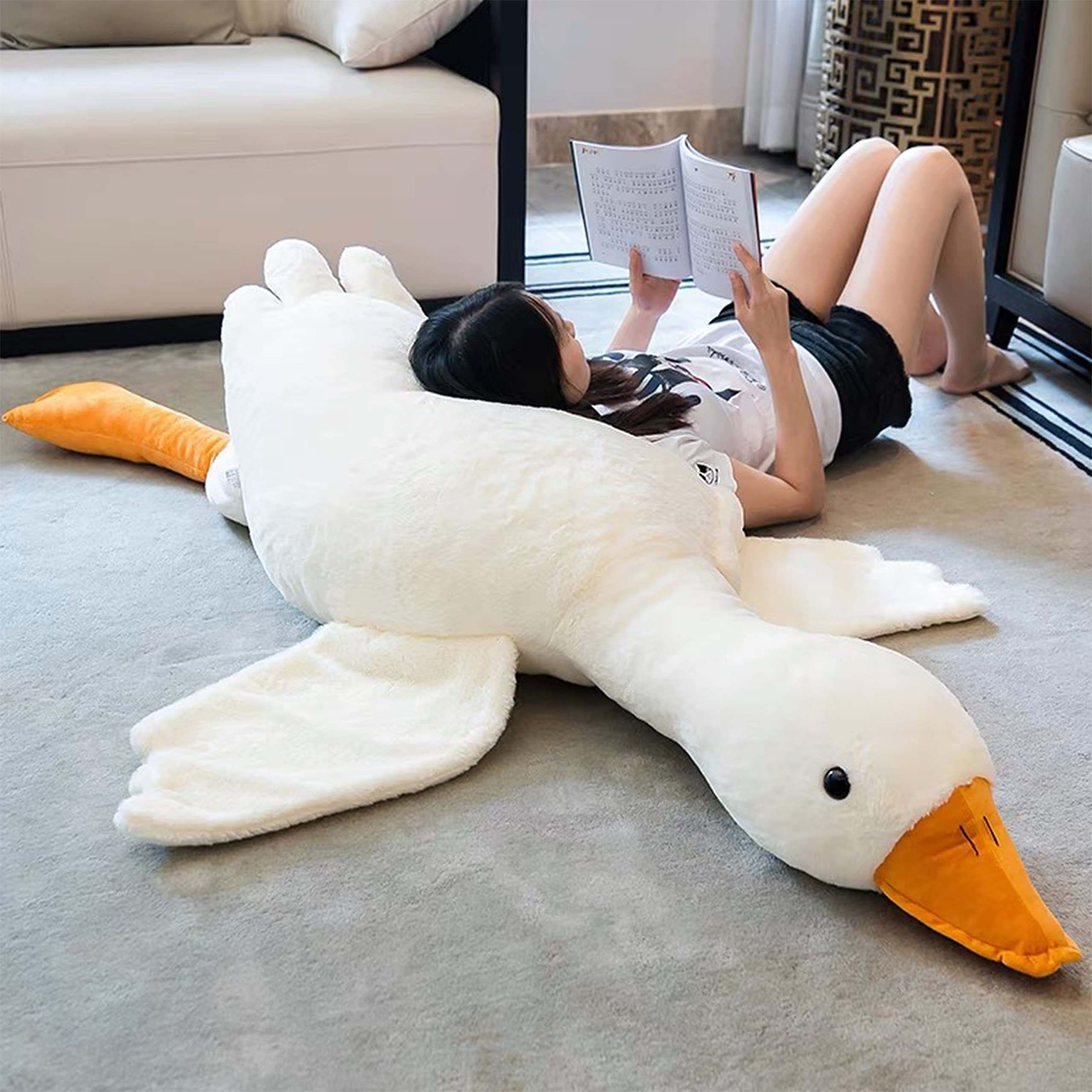 Cuddly Goose - White goose plush cushion [Last day sale]