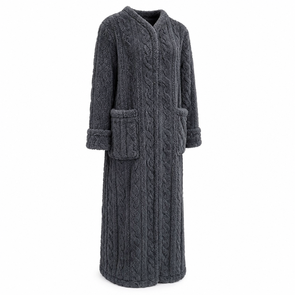 Dames fleecejurk | Zachte fleece | Lange pasvorm met voorzakken | Thuiscomfort