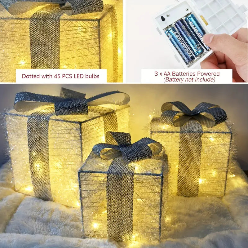 Feestelijke LED Licht Geschenkdoos Set voor Vakantie Decoratie