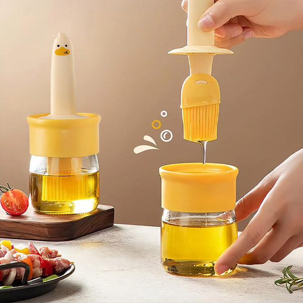 OilEase - The practical oil dispenser with integrated silicone brush!