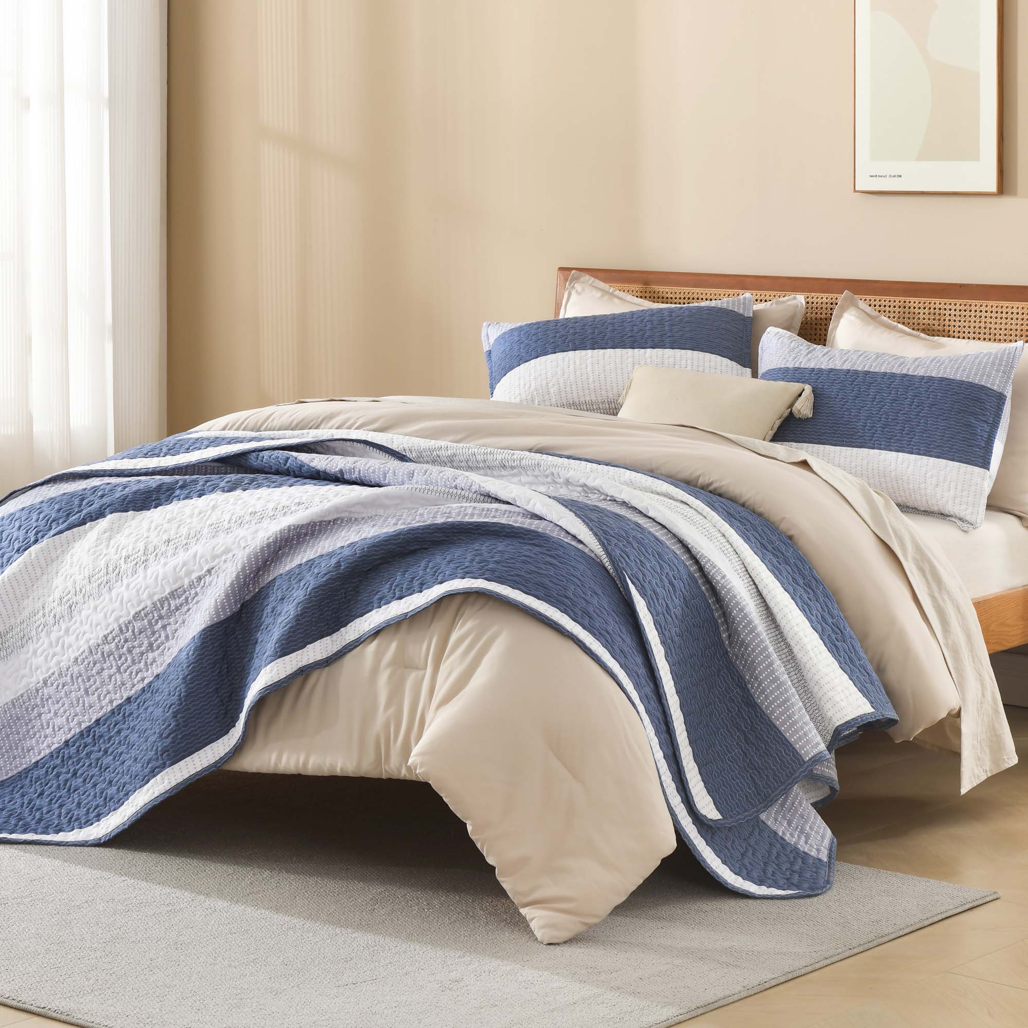 Gestreept Comfortdekbed Set met Zachte Wolkachtige Textuur