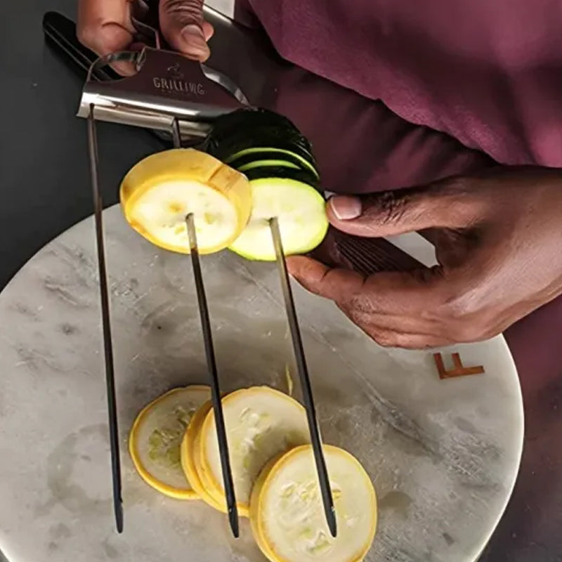 Buy One Get One Free | GrillSkewer™ - Semi-Automatic Stainless Steel Barbecue Fork [Last Day Sale]
