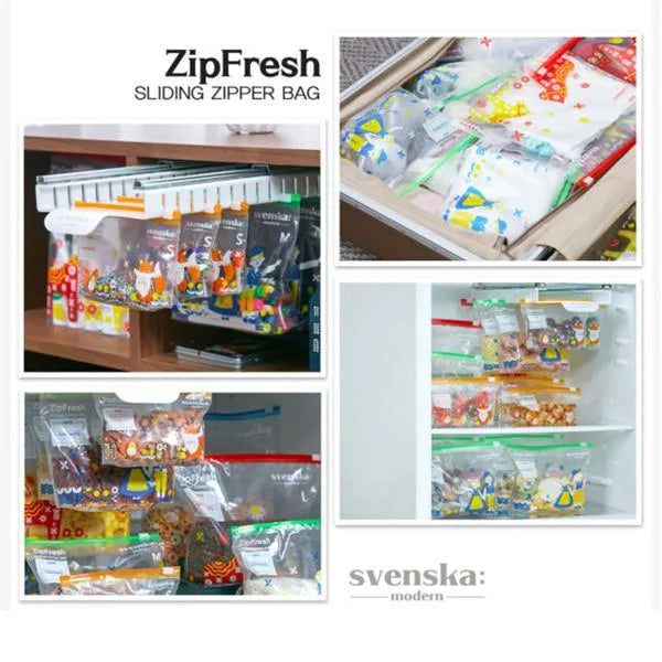 FridgeSlide - Organizer for zippered pockets in the refrigerator