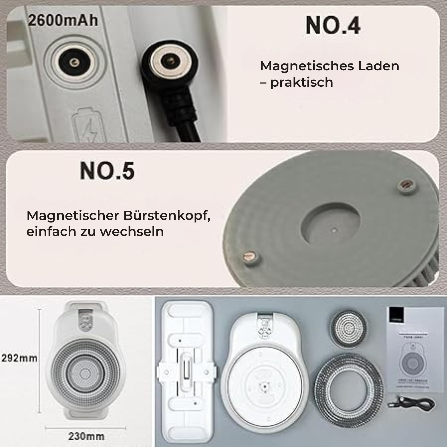 Elektrische Rugschrobber met Zacht Borsteltje voor Diepe Reiniging