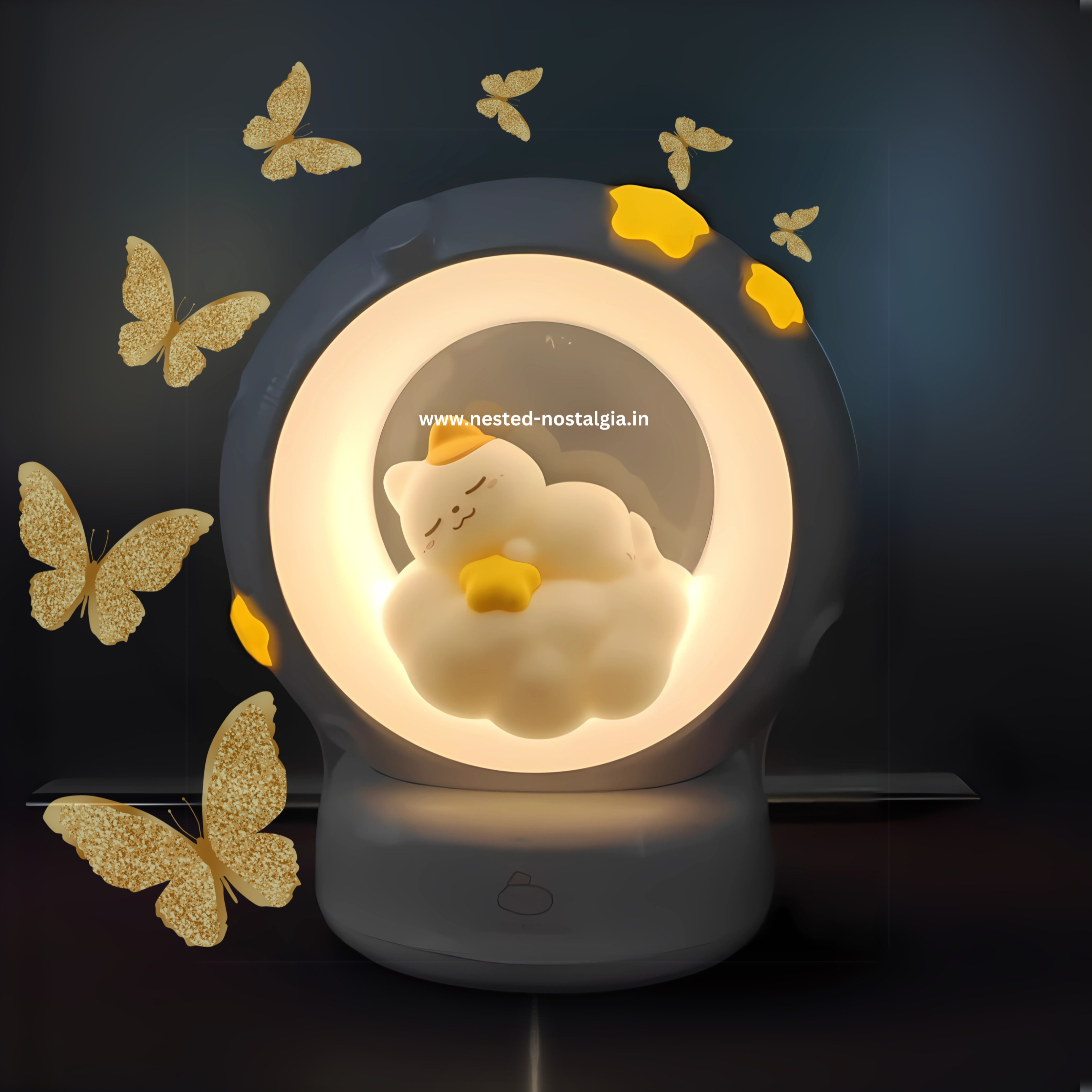 Sprookjesachtige Kat en Maan Nachtlampje Decoratie