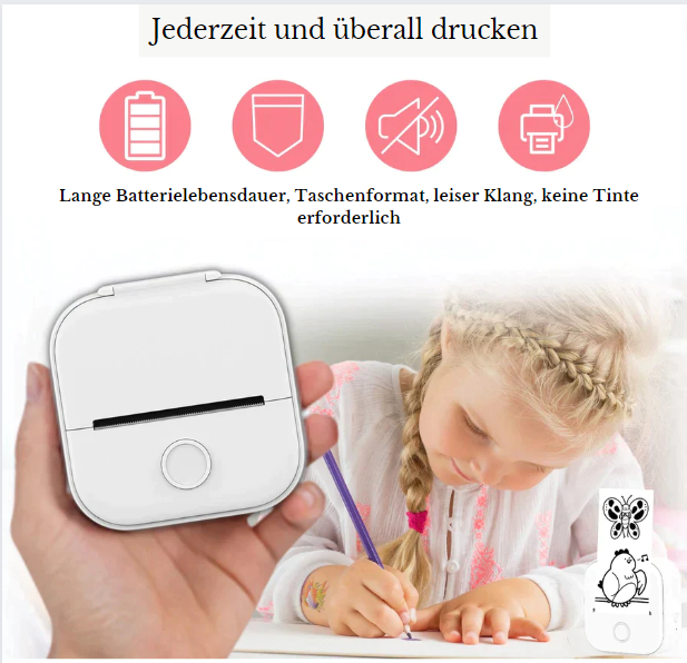 Draagbare Draadloze Mini Fotoprinter met Gratis Papier