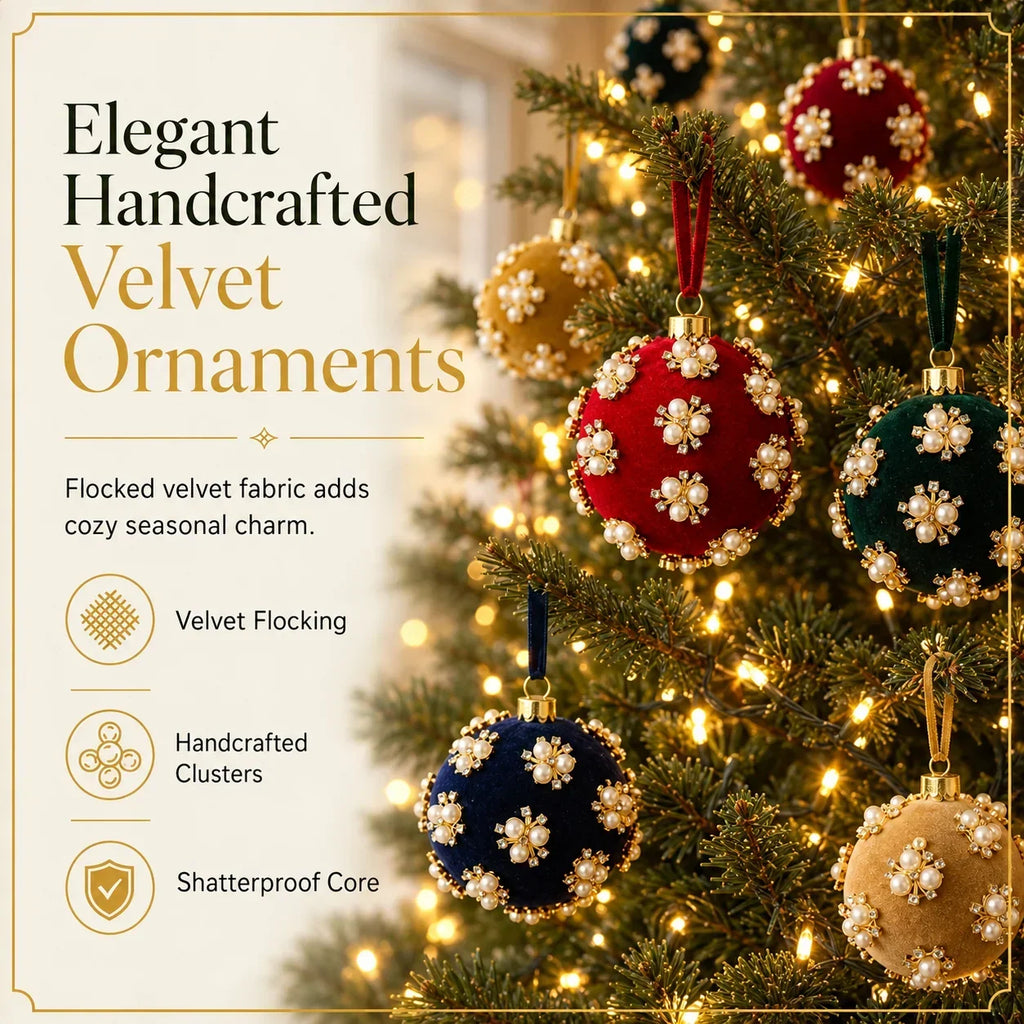 Set fluwelen kerstballen met zachte glans voor de kerstboom