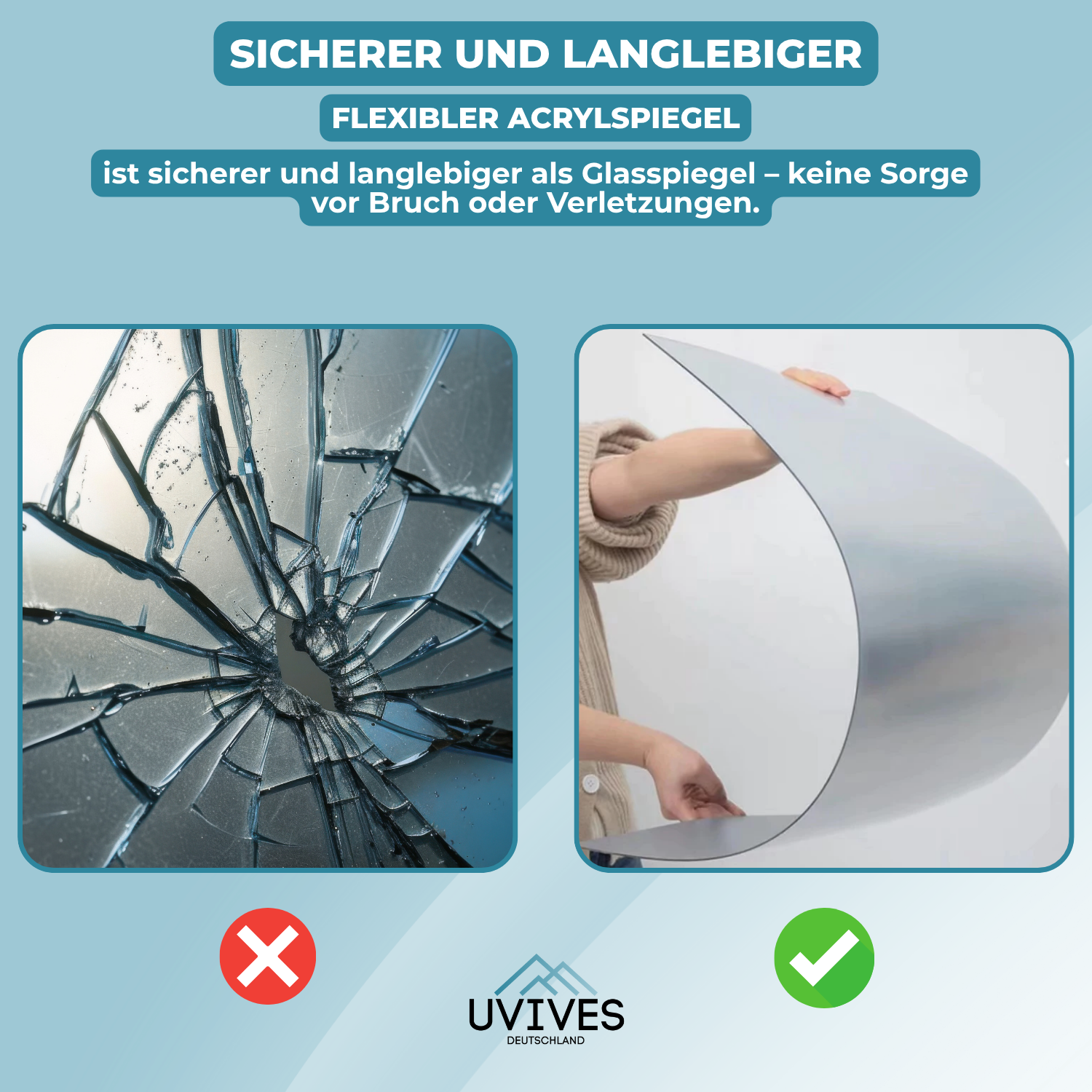 SafeReflect - The shatterproof, self-adhesive mirror film
