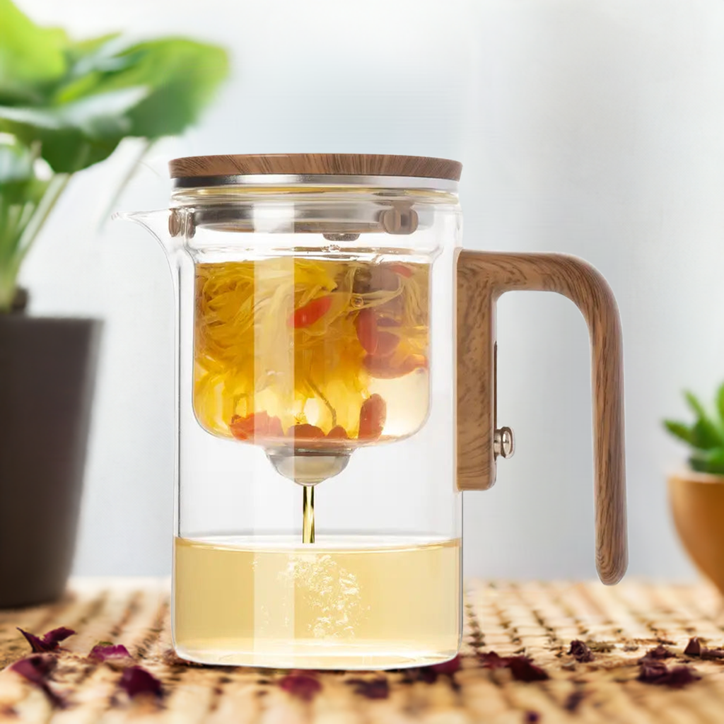 Elegante hittebestendige glazen theepot voor losse thee zetten