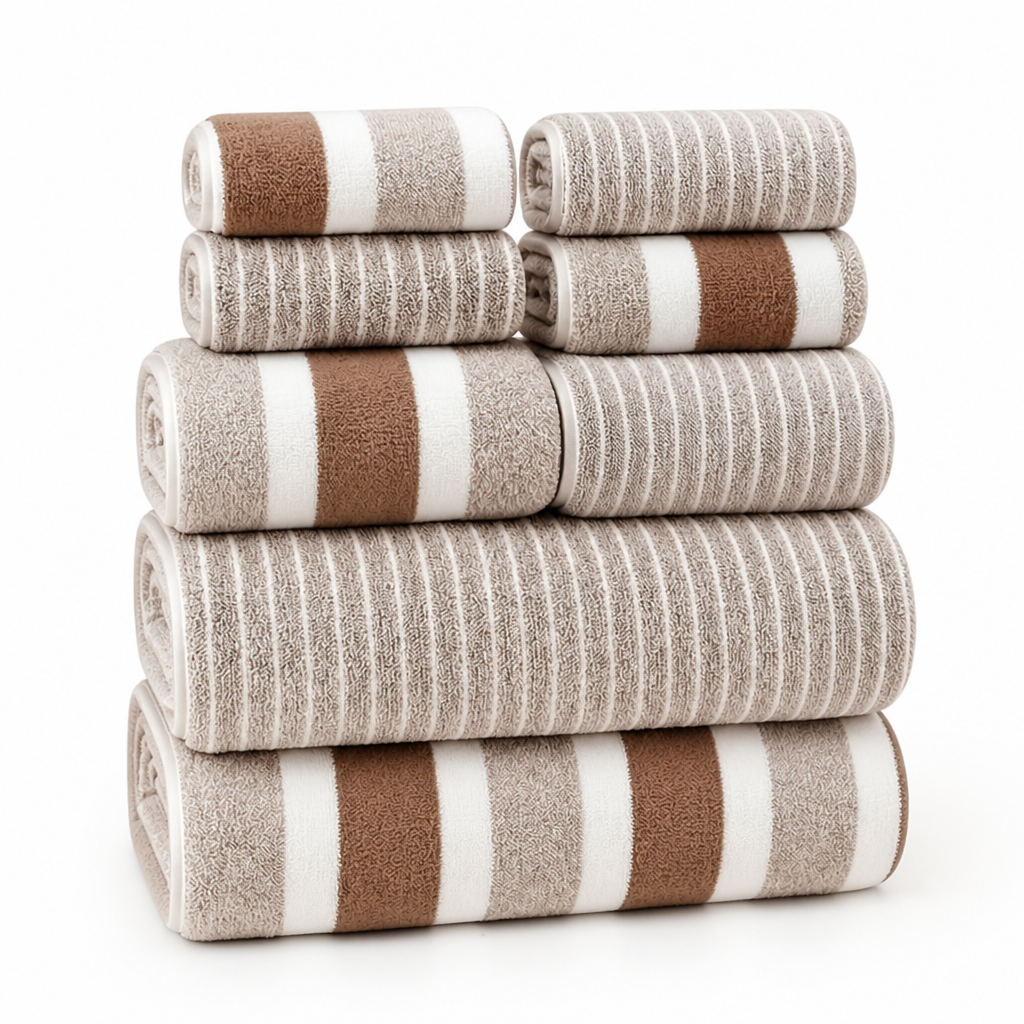 Compact opgevouwen microvezelhanddoeken in een stapel