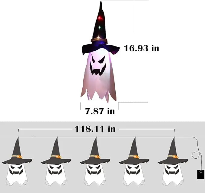 Spookachtige Geestenhoed LED Lantaarn Sfeerverlichting Set